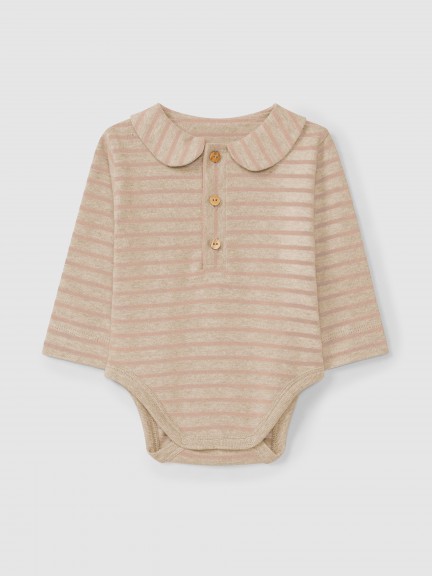 Body de riscas em jersey cardado